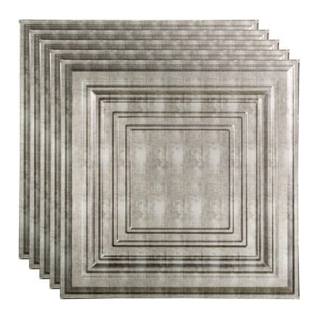 Acoustic Ceiling Products Fasade Traditional Syle No 3 - 23-3/4 x 23-3/4 PVC Lay In Tile in Crosshatch Silver - PL5421